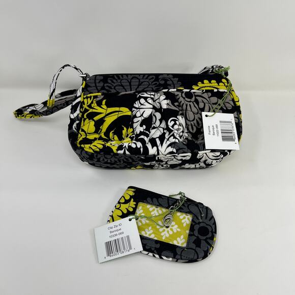 Vera Bradley Frannie Baroque Quilted Crossbody & Clip Zip ID Wallet Set Black - Picture 1 of 11